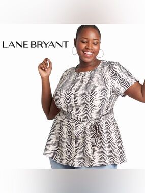 LANE BRYANT Round-Neck Lena Top, Stripy Husband, Size 2X/3X